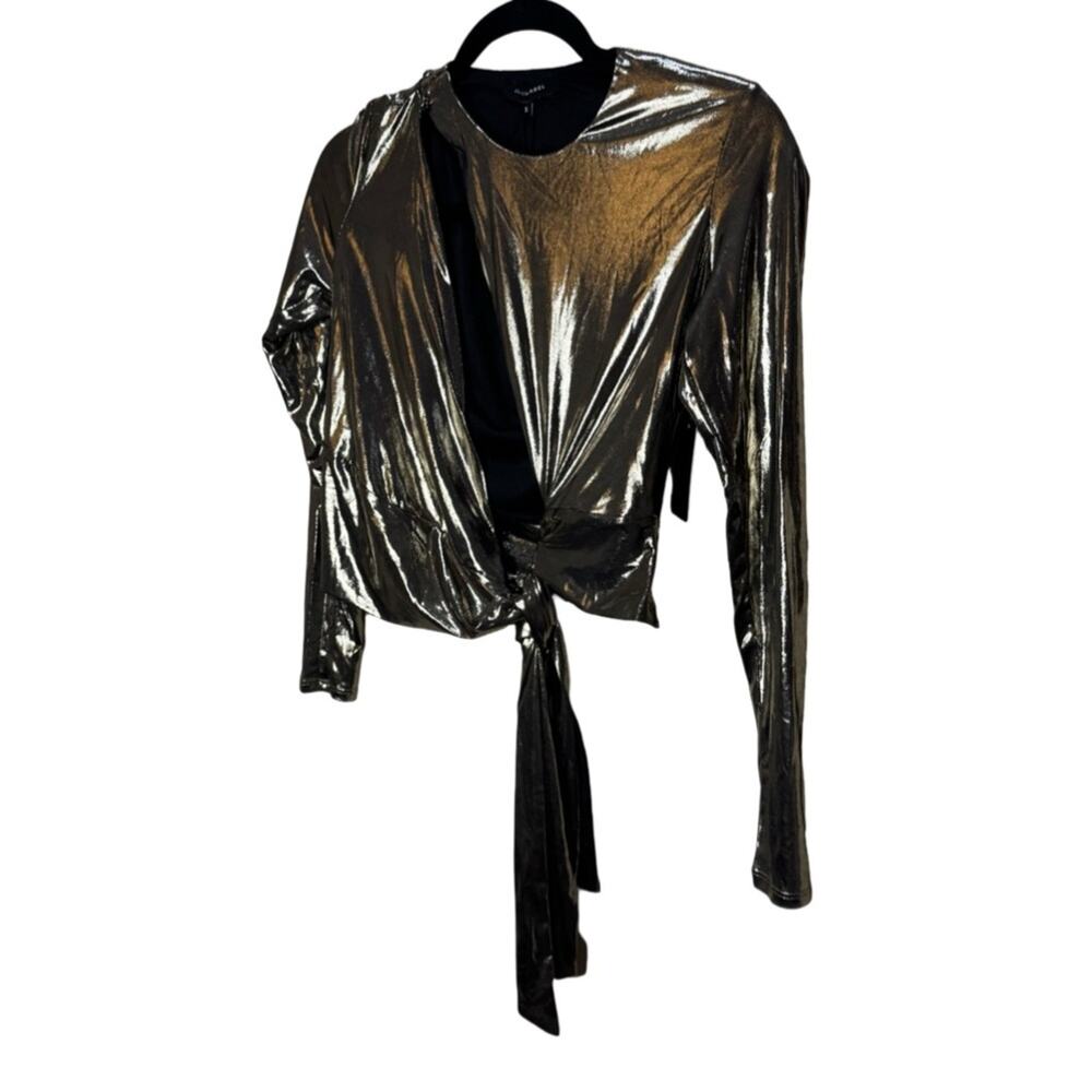 JLUXLABEL Gold Radiance Metallic Tie Knot Top - S NWT - Picture 3 of 6